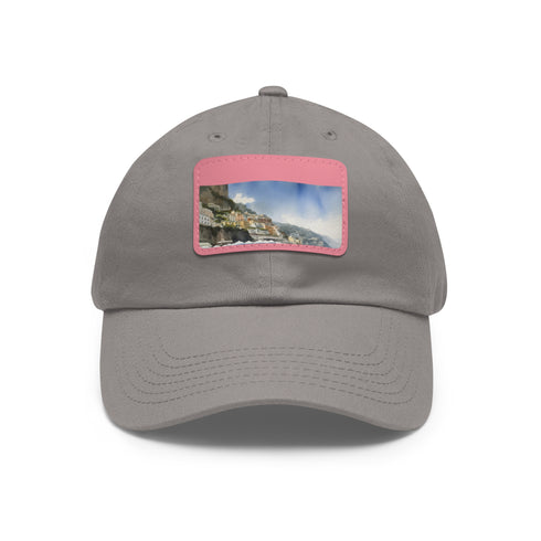 Amalfi Coast Dreams Baseball Cap, White with Light Brown patch