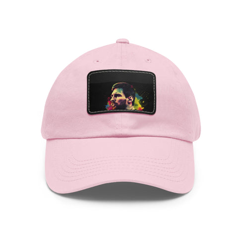 Messi Neon Splash Cap in White with Light Brown Rectangle Patch