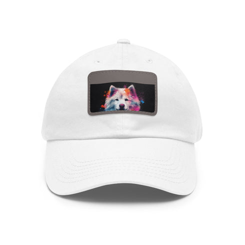 Fluffy Pup Paradise Baseball Cap in White with Light Brown Patch