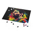 Messi watercolor neon puzzle with vibrant colors and 120 pieces.
