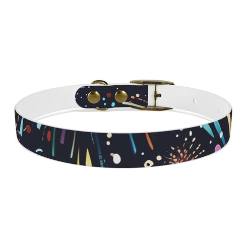 Vibrant black onyx dog collar with dazzling fireworks pattern for medium dogs.