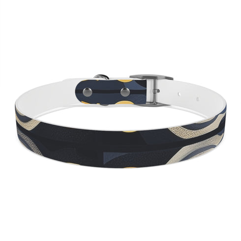 Stylish M black onyx artisan tile patterned dog collar for pets.
