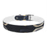 Stylish M black onyx artisan tile patterned dog collar for pets.