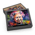 Neon watercolor portrait puzzle featuring Queen Elizabeth II - 120 pieces.