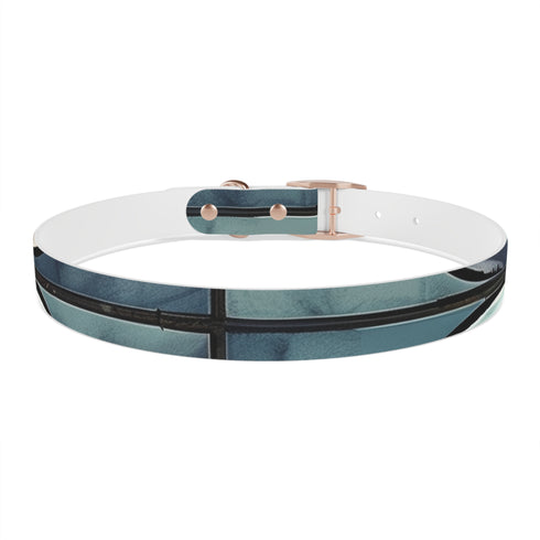 Stylish black onyx artisan tile dog collar for medium dogs