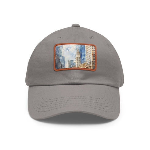 Chicago Skyline Splatter Cap in White with Light Brown Patch