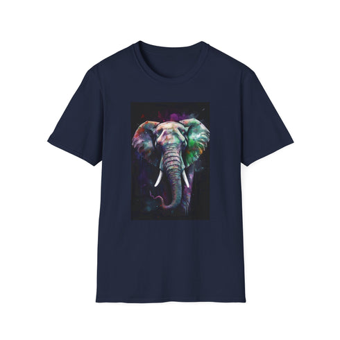 Charcoal elephant graphic cotton tee with crew neck and regular fit