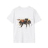 Charcoal cotton tee with vibrant bumblebee watercolor design