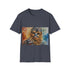 Charcoal cotton t-shirt featuring vibrant Chewbacca watercolor perfect for Star Wars fans