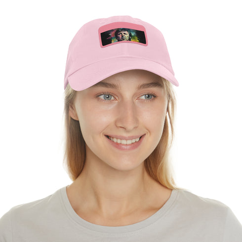 Neon watercolor Paul McCartney baseball cap in white.