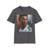 Charcoal cotton crew neck t-shirt with dynamic Ronaldo watercolor design