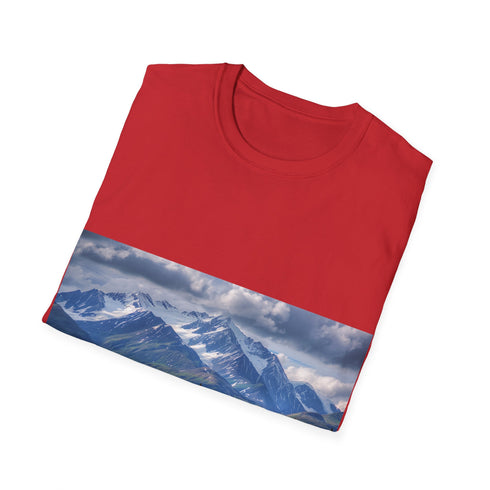Alaska Adventure Watercolor Tee in Charcoal, size S, crew neck.