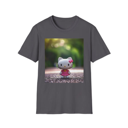 Sanrio Safari Hello Kitty T-Shirt in Charcoal, S Size Cotton Crewneck