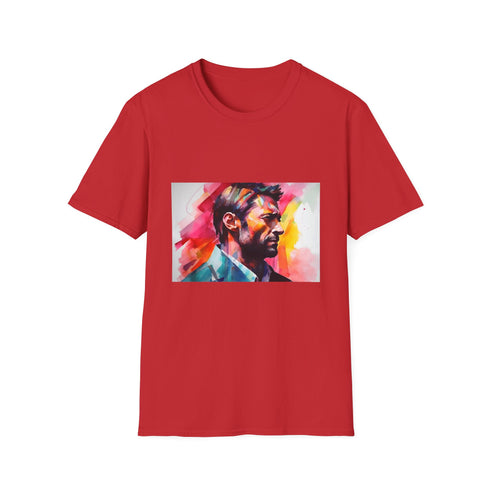 Vibrant charcoal T-shirt with watercolor neon design crew neck cotton summer fit