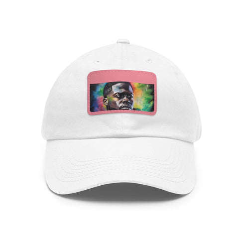 Kevin Hart neon watercolor cap with light brown rectangle patch.