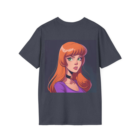Sleek charcoal cotton tee with vibrant Daphne Scooby-Doo design.