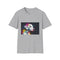 Charcoal cotton t-shirt featuring vibrant watercolor Dalmatian artwork capturing playful adventure