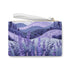 Lavender floral clutch bag for a touch of elegance.