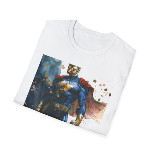 Homelander superhero graphic tee in charcoal, crew neck, regular fit fabric.