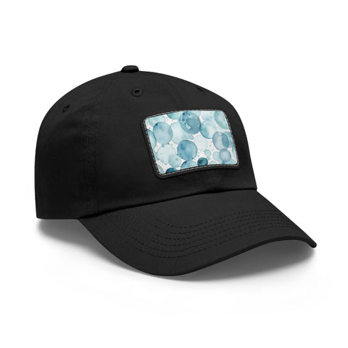 White baseball cap with mesmerizing ice blue water pattern.