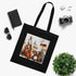 Musical Symphony Tote Bag, Black Cotton Tote with Music Note Design.