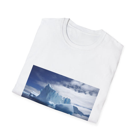 Charcoal crew neck t-shirt with icy landscape graphic in regular fit