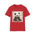 Charcoal cotton T-shirt with panda eating bamboo DTG print regular fit