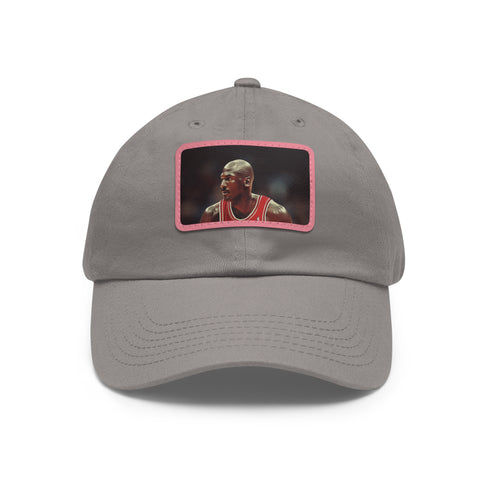 White cotton MJ Chicago Bulls Legacy Cap with light brown patch.