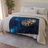 Clock Tower with Stars As Gears Plush Fleece Throw Blanket
