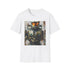 Charcoal cotton t-shirt with vibrant Master Chief painting for Halo fans.