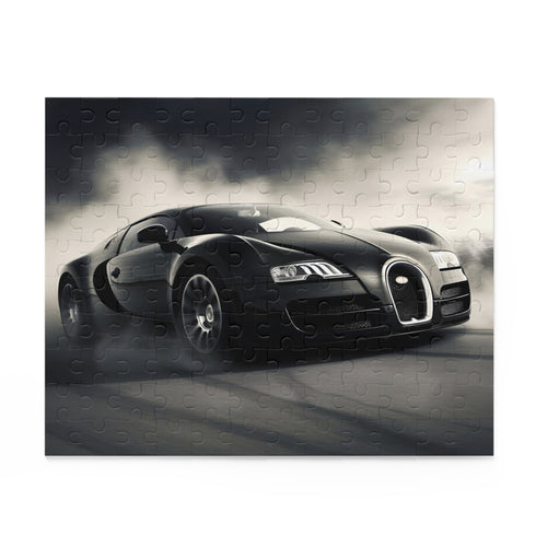 Bugatti Speed Puzzle featuring high-speed racing scene with iconic sports car.