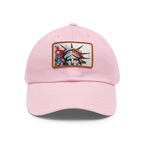 American flag baseball cap with unique line drawing splash design.