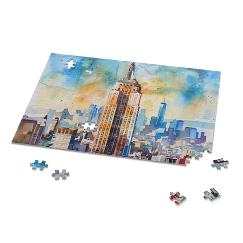 Empire State Watercolor Jigsaw Puzzle for art and architecture enthusiasts.