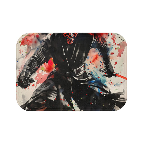 Dark side Darth Maul bath mat with menacing Sith Lord design.