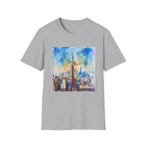 Empire State Building Watercolor T-Shirt in Charcoal for Men Size Small