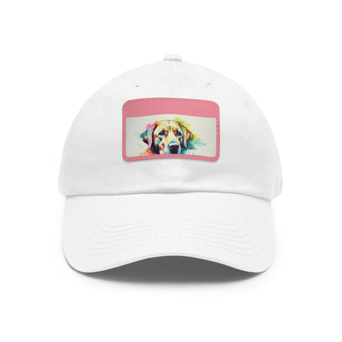Labrador Love Baseball Cap in White with Light Brown Patch.