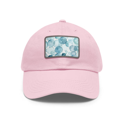 White cotton unisex baseball cap with ocean water pattern.