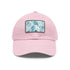 White cotton unisex baseball cap with ocean water pattern.