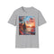Charcoal crew neck cotton T-shirt with vibrant Boracay sunset graphic