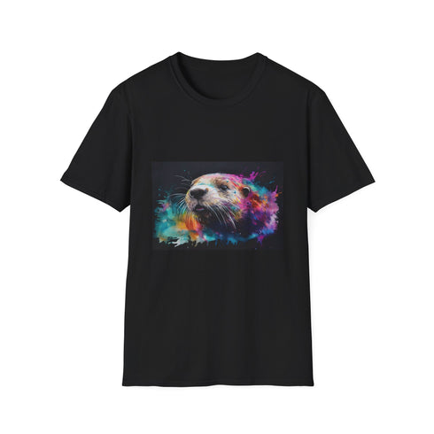 𦦠Otter Joy: A Watercolor Celebration of Playful Spirit | T-Shirt | Animal, Art, Design, Illustration, Nature, Otter, Painting, Smiling, Watercolor, Wildlife | Prints with Passion