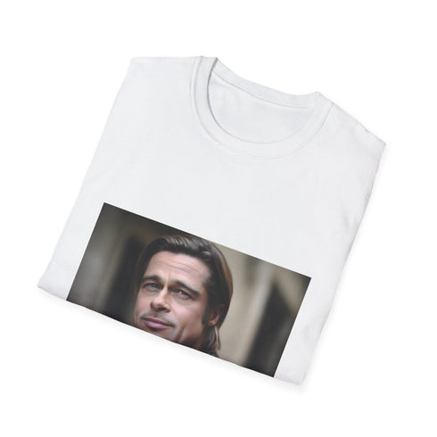 Charcoal cotton crew neck T-shirt with vibrant Brad Pitt DTG print