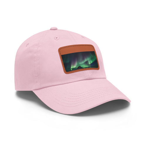Northern Lights Glow Baseball Cap in White with Light Brown Patch