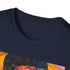Dynamic Usher portrait on charcoal cotton crew neck t-shirt.