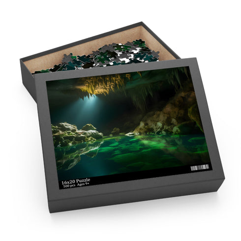 Mystical cave jigsaw puzzle with glowing ethereal light (120 pcs)