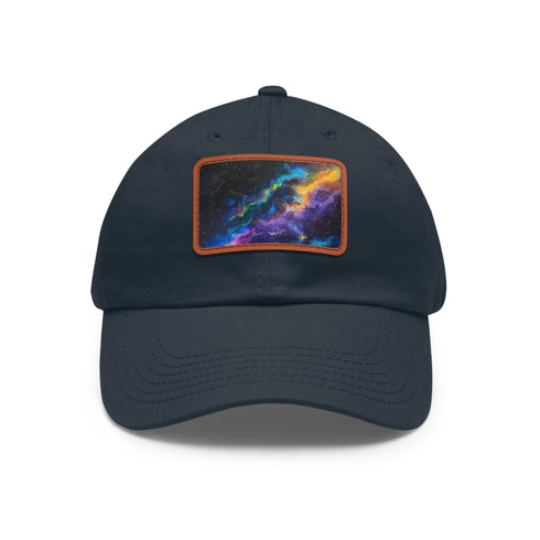 Neon galaxy snapback cap with vibrant colors and bold design.