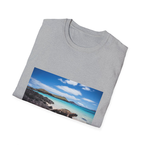 Charcoal cotton T-shirt with vibrant Galapagos Islands design for summer fashion