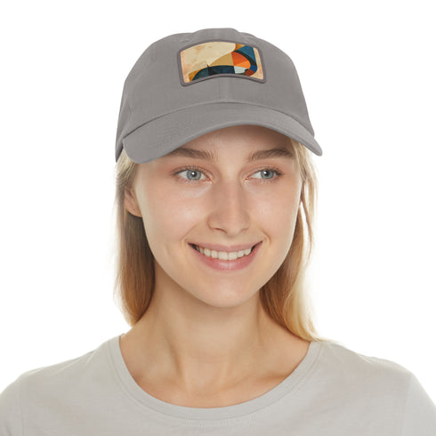 Abstract geometric shapes white cotton rectangle hat for a modern look.