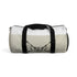 Geometric fox duffel bag, bold angular lines, stylish travel accessory.