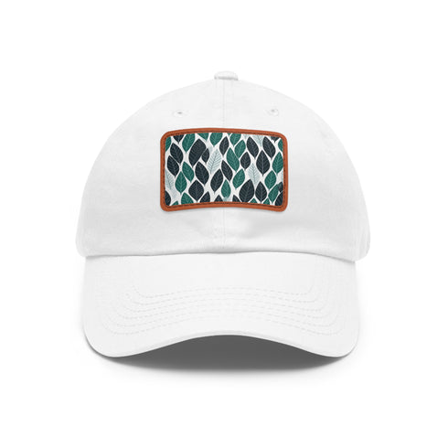 Green leaf pattern baseball cap with unique ferret texture design.