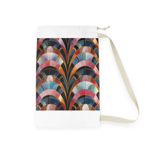 Stylish Art Deco Laundry Bag with Abstract Patterns and Drawstring Closure - Durable and Convenient for Transport